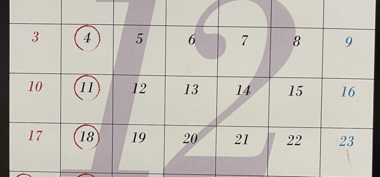 12月と年末年始のお休み