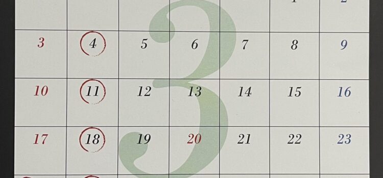 3月の営業とお休み