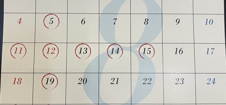 8月の営業とお休み